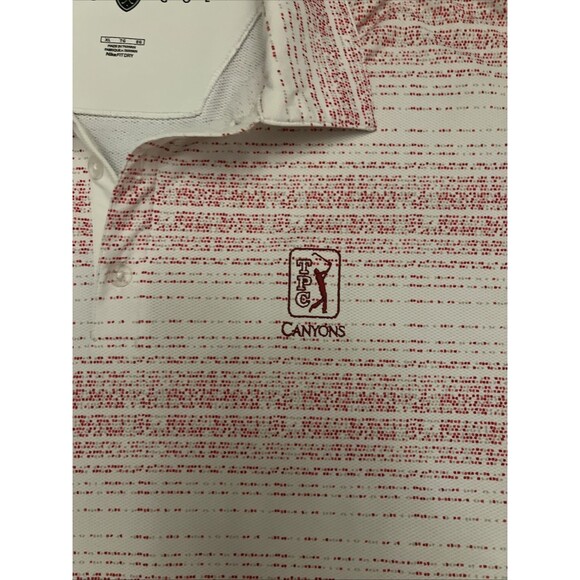 Nike Golf XL Polo Shirt Red and White, Print, DriFit Stretch TPC Canyons Logo - Picture 5 of 6